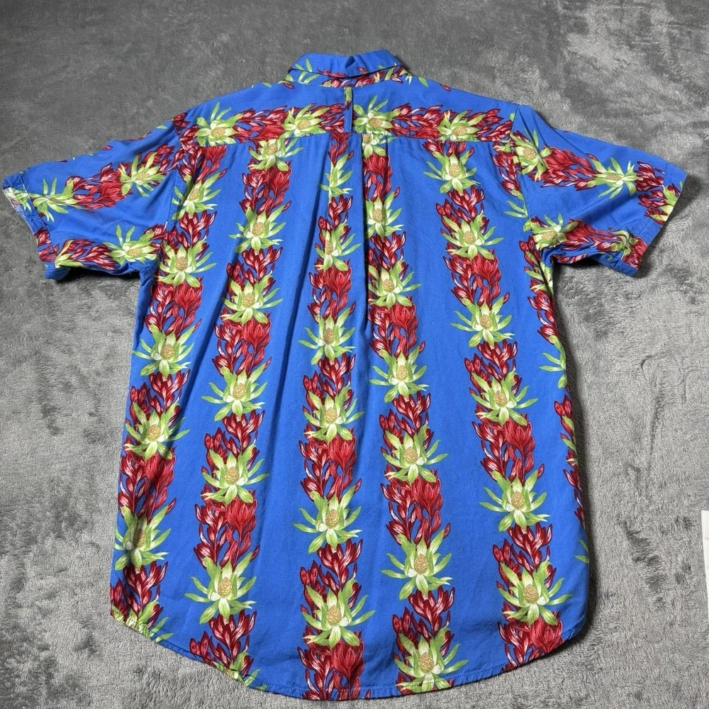 Cubavera-Mens Hawaiian‎ Shirt-Small-Blue/Red Floral-Casual Button-Up, 100% Rayon